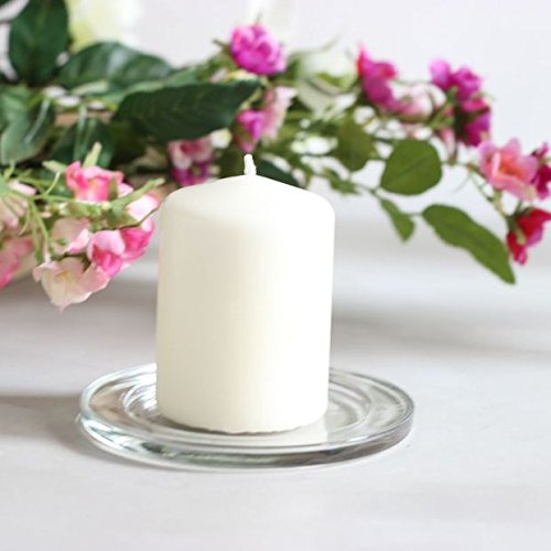 Plato de vidrio/plato portavelas para pilar vela, 11cm diam, juego de 12, transparente