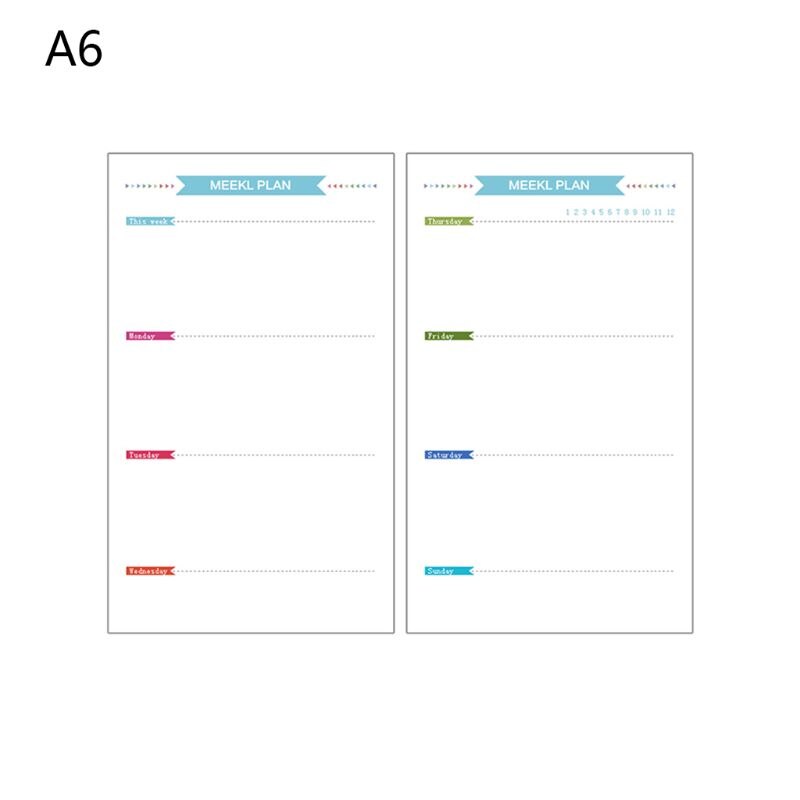 6 gaten vulling binnenpapier dagboek week maand planner voor  a5 losse bladen notitieboek: B