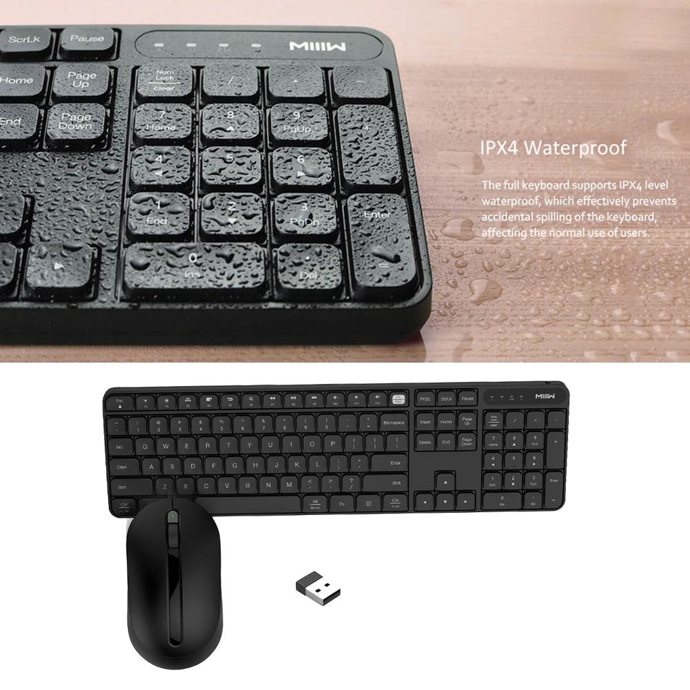 XIAOMI MIIIW MWWK01 2.4GHz USB 2.0 Wireless IPX4 Waterproof Symmetrical 104 Keys Keyboard Mouse Combos Set for Windows/Mac
