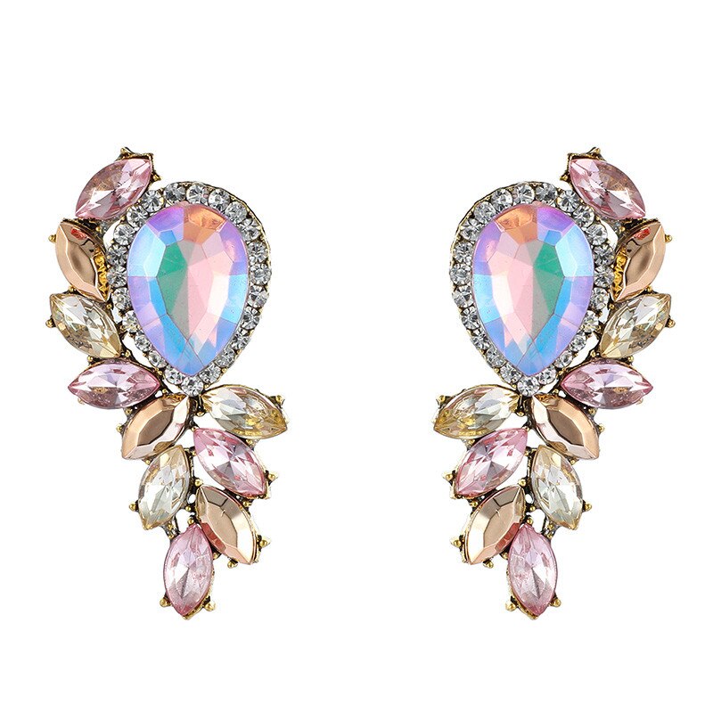 Docona 12 Stijl Kleurrijke Strass Bloem Oorbellen Voor Vrouwen Meisje Bloemen Earring Verklaring Sieraden Brincos Accessoires: 9670