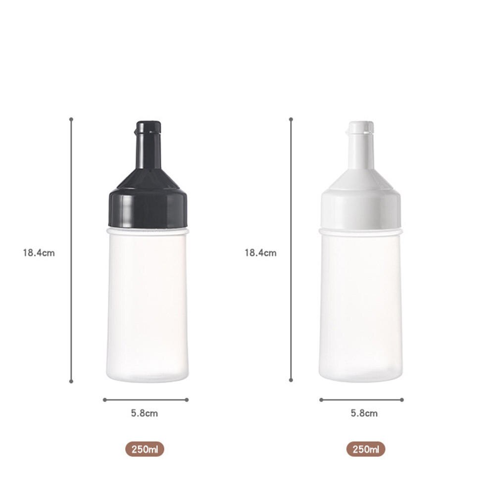 Bouteilles à presser en plastique avec sortie à 5 trous pour Sauce Ketchup, Condiments, peinture à l'huile d'olive, BBQ avec capuchon torsadé: 250ml  Black