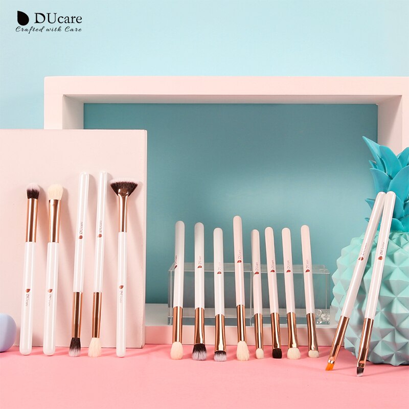 Ducare make-up børster sæt børste makeup børste 15 stk eyeliner øjenbryn shader øjenskygge blending børster naturligt-syntetisk hår