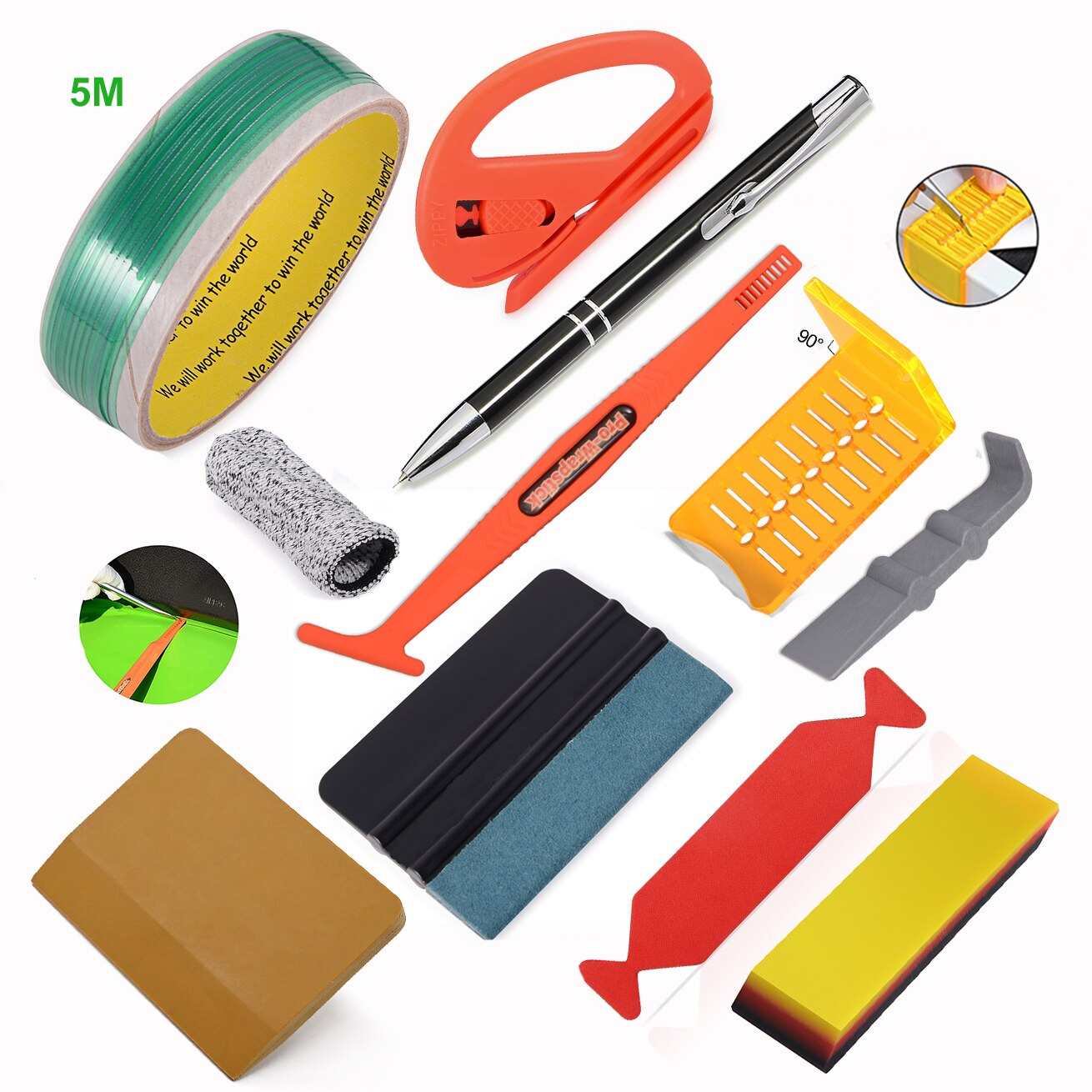 FOSHIO Car Wrap Tools Set Rubber Squeegee Scraper Knifeless Tape Glass Window Sticker Film Tint Install Vinyl Wrapping Tools Kit: Set 6