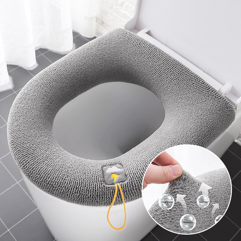 Universal- Wc Sitz Abdeckung warm Gestrickte Wc Sitz Pad Weiche Reine Farbe schließt matt Winter Schlecht Zubehör Bidet Abdeckung