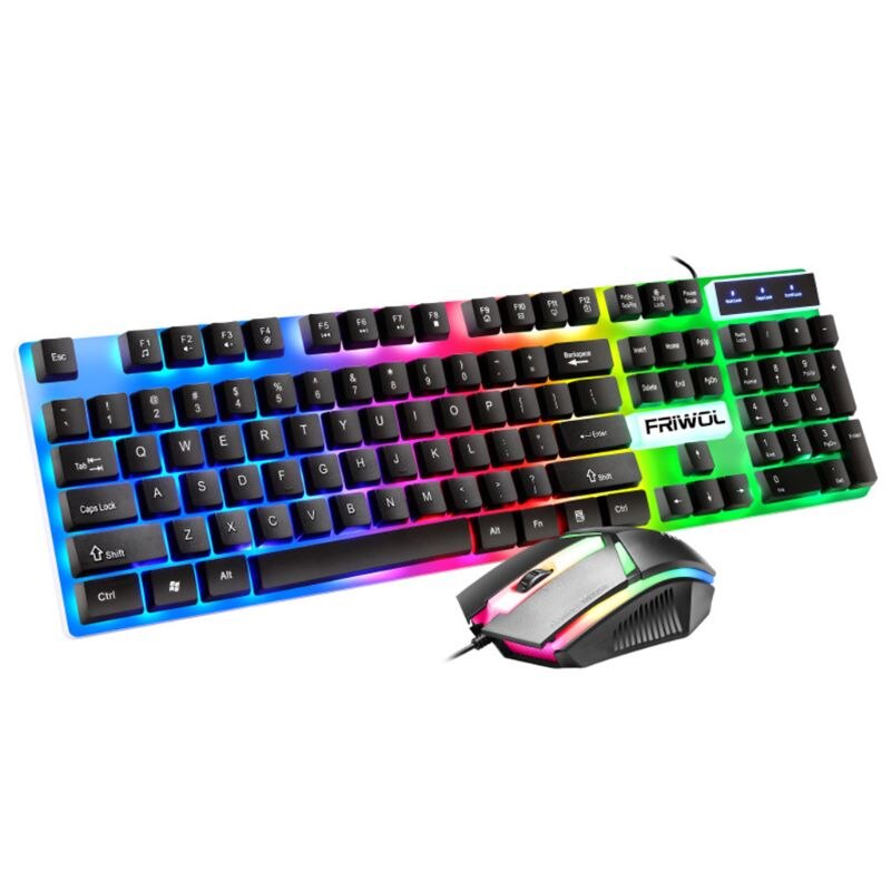 Tastatur Maus einstellen Spiel verdrahtet Maus Kühlen Bunte Beleuchtete Tastatur Für Heimat Sekretariat: Schwarz