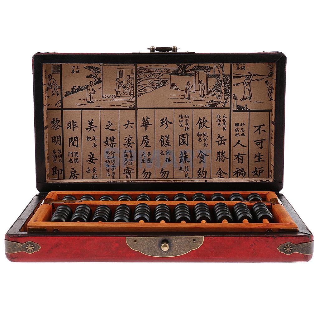 11 Kolom Vintage Houten Kraal Rekenen Abacus Berekenen Tool Met Doos Collectible