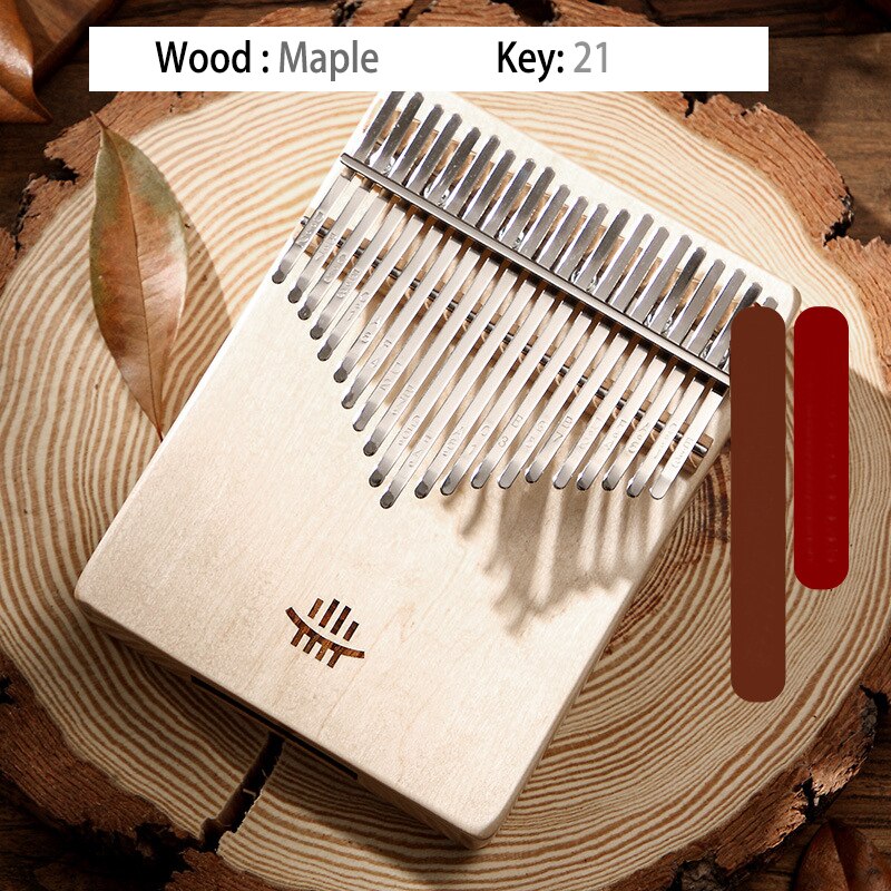 17 21 Key Kalimba Wooden Figure Keyboard Thumb Piano Musical Instruments Chamfer Calimba Mini Kalimbas Accessories: 21 keys Maple