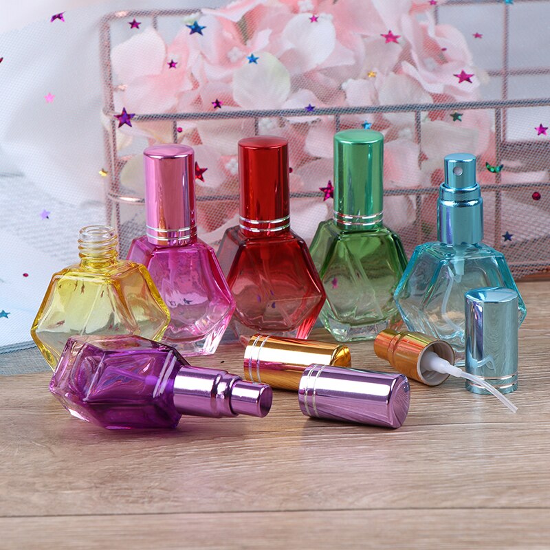1PC 10ml Colorful Glass Perfume Bottles Spray Refillable Atomizer Portable Travel Scent Bottles Packaging Bottle