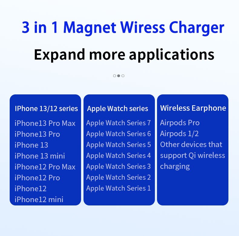 New 3 in mag safe wireless charger for iphone 13,12,11,, apple watch 6,5,4,3,2,, 1 2 pro, magnetic charging dock station