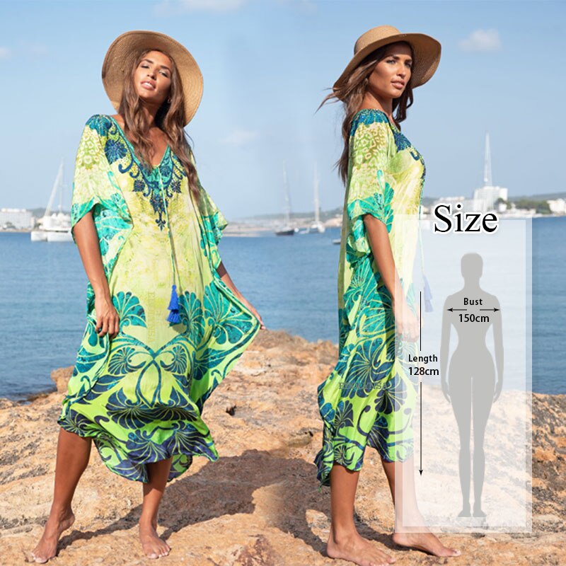 Kaftan Strand Chiffon Cover Up Pareos De Playa Mujer Beach Wear Oversize Bikini Cover Up Gewaad Plage Sarong Strand tuniek # Q906: Q845-906