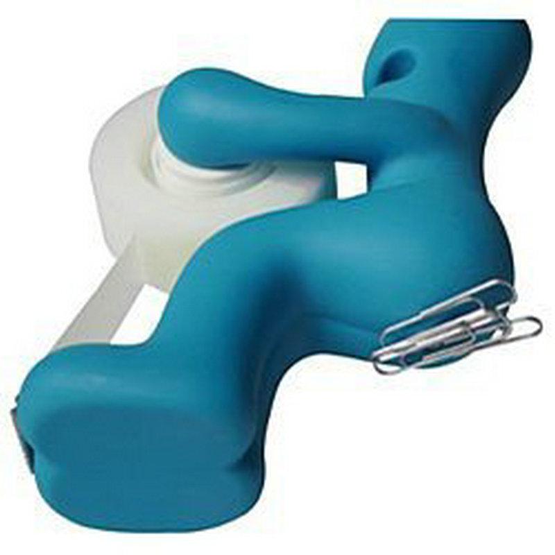 The Blue Butt Station - Desk Accessory Tape Dispenser Pen Memo Holder Clip Storage (blue & white) r60