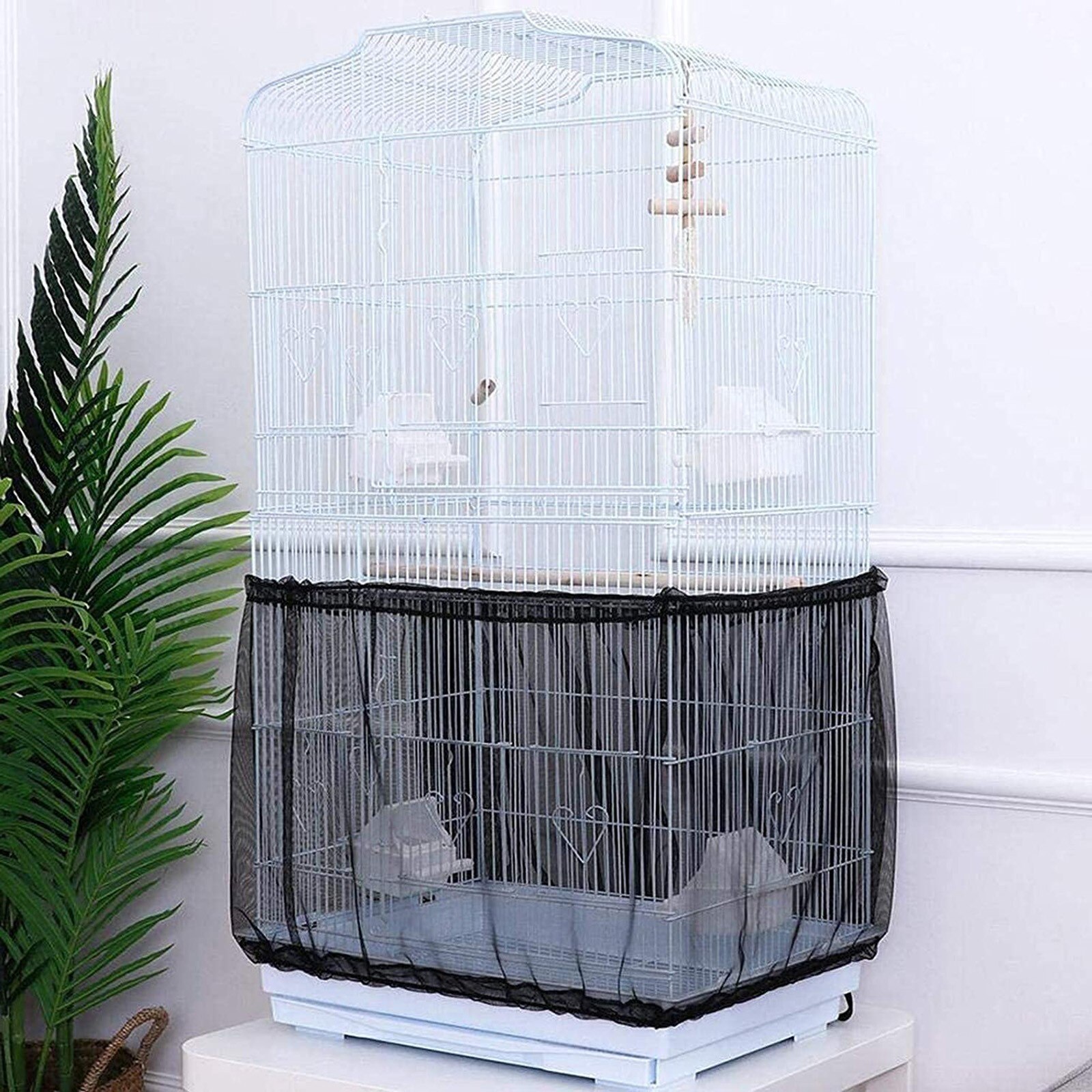 25# Receptor Guard Nylon Mesh Bird Parrot Cover Soft Easy Cleaning Nylon Airy Fabric Mesh Bird Cage Cover Seed Catcher Guard