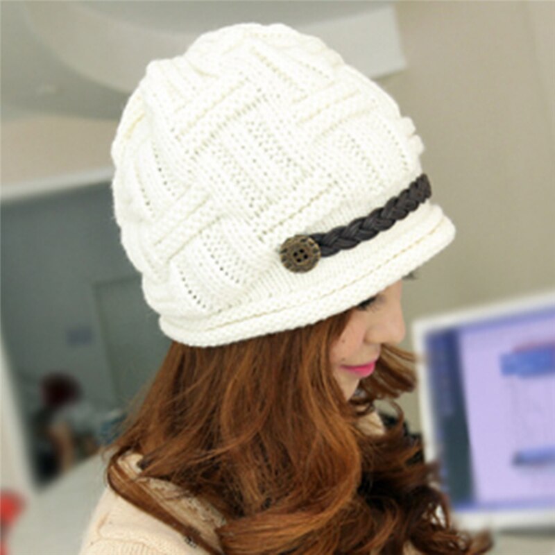 GAOKE 1Pcs,Woman Knitting Earmuffs Hat, Winter Pure Manual Warm Cap, Five Color, Christmas: White