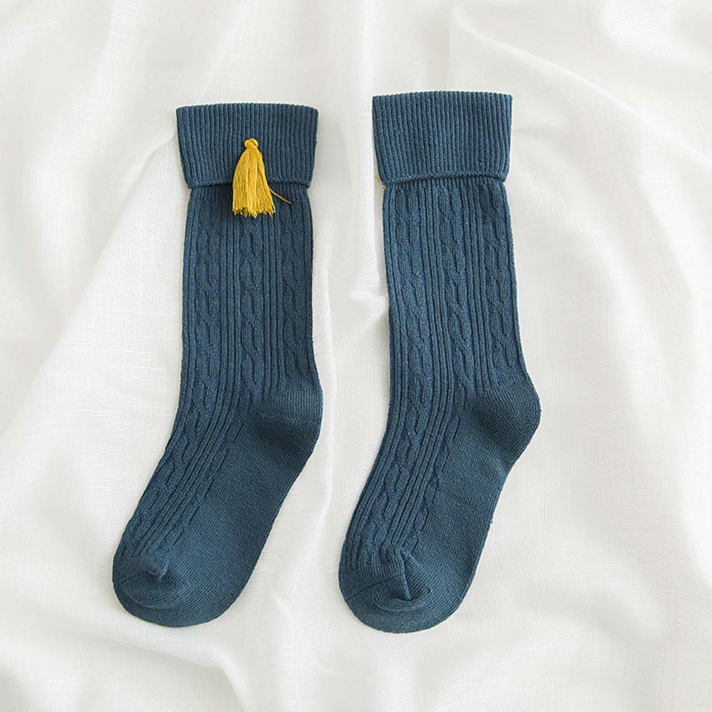 Bas bébé fille genou haut gland long tube jambières hiver automne côtelé princesse enfant en bas âge enfants rayé coton bas: Bleu / 128