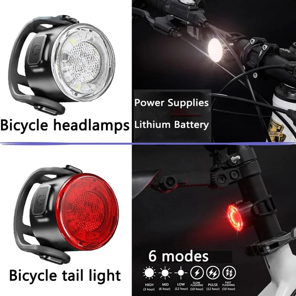Fietslichtset USB Oplaadbare LED Fietskoplamp Achterlichten Nachtrijden Veiligheidswaarschuwing Achterlicht Fiets Voor Achter Lampen