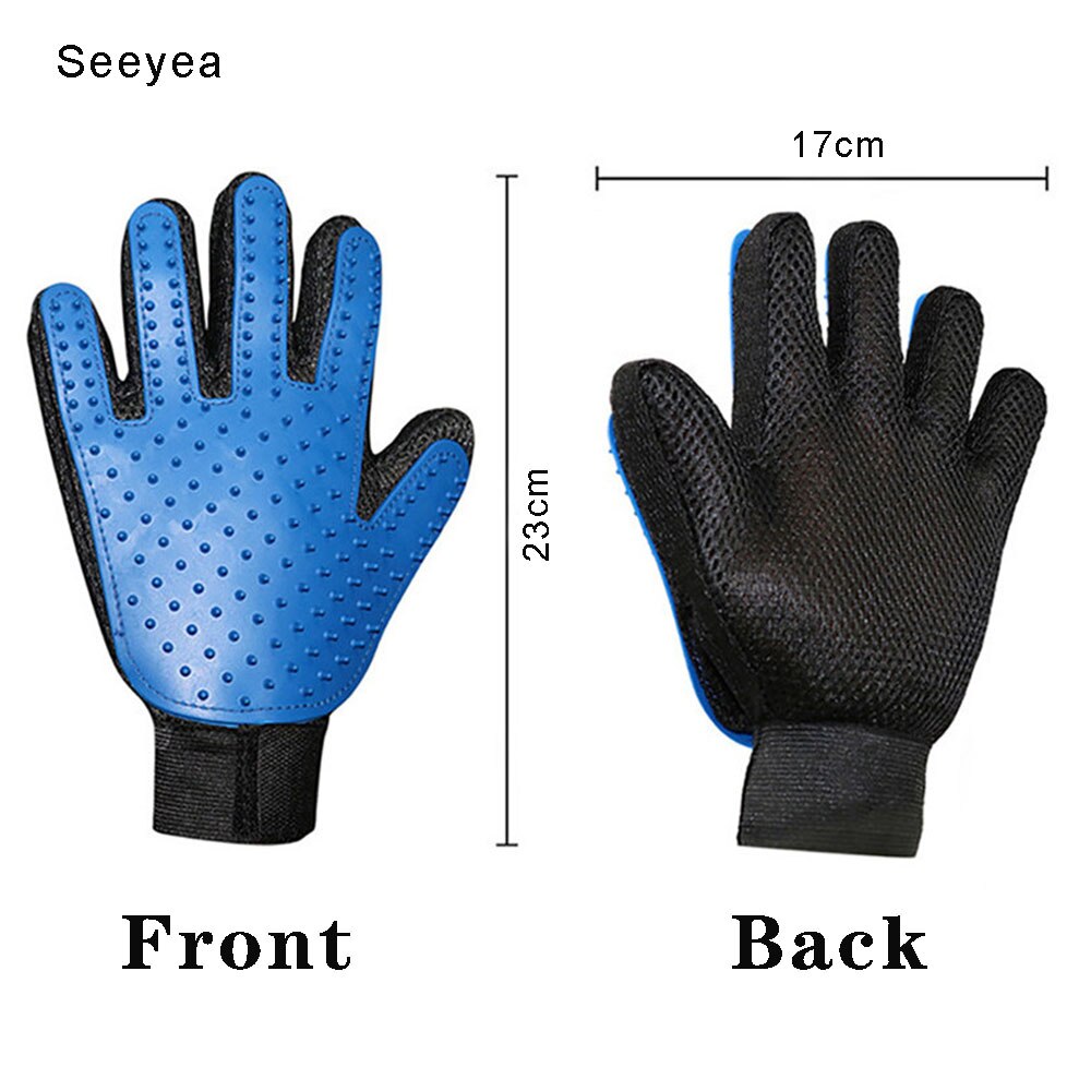 Seeyea-guante de aseo para mascotas, cepillo de silicona para quitar el pelo de gatos, peines de limpieza, guantes de masaje para el cuidado de gatos