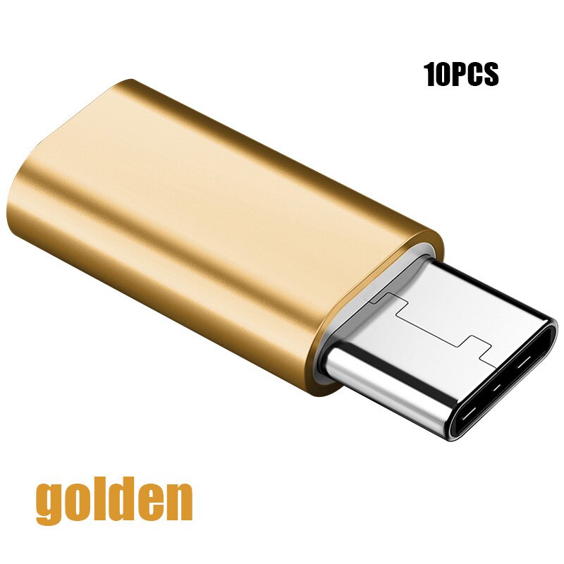 1/5/10PCS Mini portátil USB 3,1 Micro hembra a USB-C tipo-C macho de datos Adaptador convertidor para Huawei Xiaomi Samsung Galaxy A8 A9: Gold10PCS