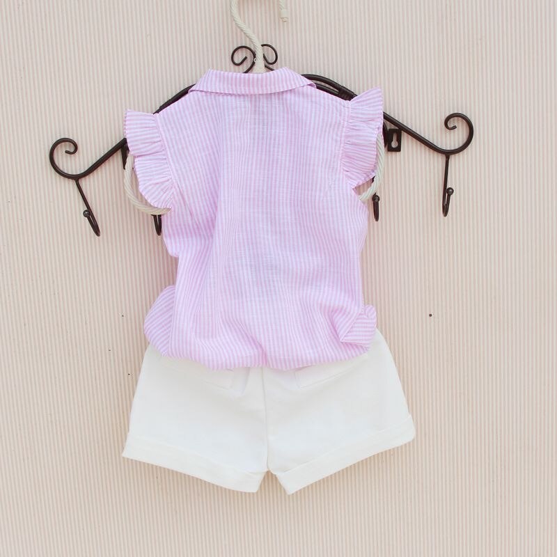 Zomer Baby Peuter Tiener Kinderen Meisjes Blouse Gestreepte Katoenen Mouwloze School Meisje Tops En Blouses Shirts Kids Shirt