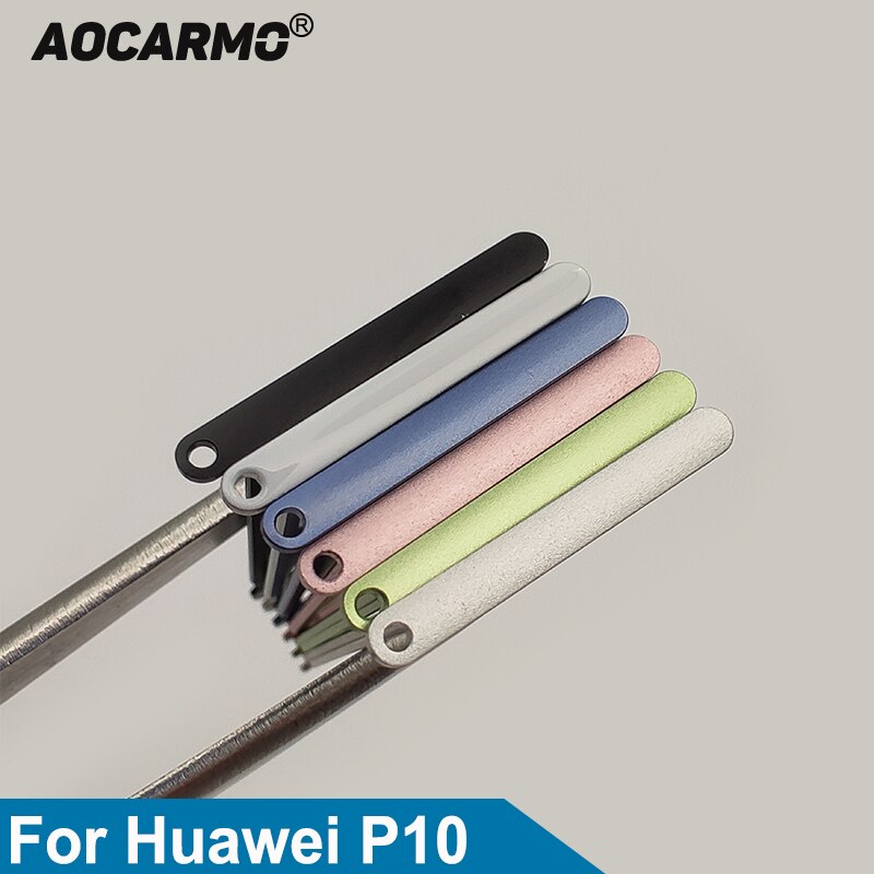 Aocarmo preto/branco/azul/rosa ouro/grenn/prata sd microsd titular nano sim cartão bandeja slot para huawei p10 VTR-AL00