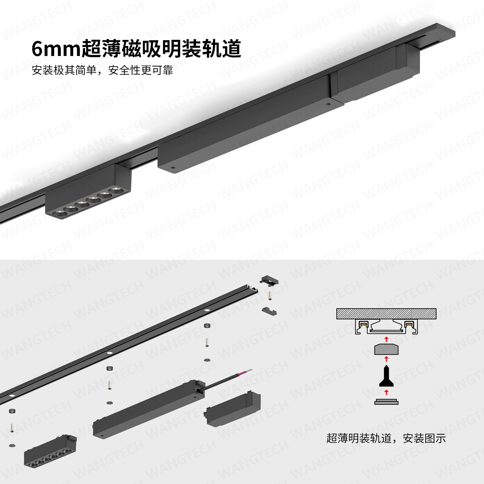 T26 Magnetisch Spoorlicht Opbouw Stukadoors Aluminium Rail LED DC48V Thuisassistent Thuis Woonkamer 1,5 m/2 M Zwart Wit