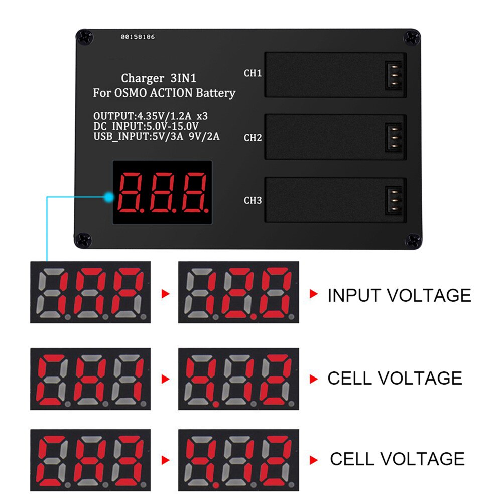 3 in 1 Ladegerät Ladung Hub für DJI OSMO Aktion Kamera Lithium-1300mAh Batterie Ladegerät Aktion Sport Kamera DC USB Eingang Ladegerät