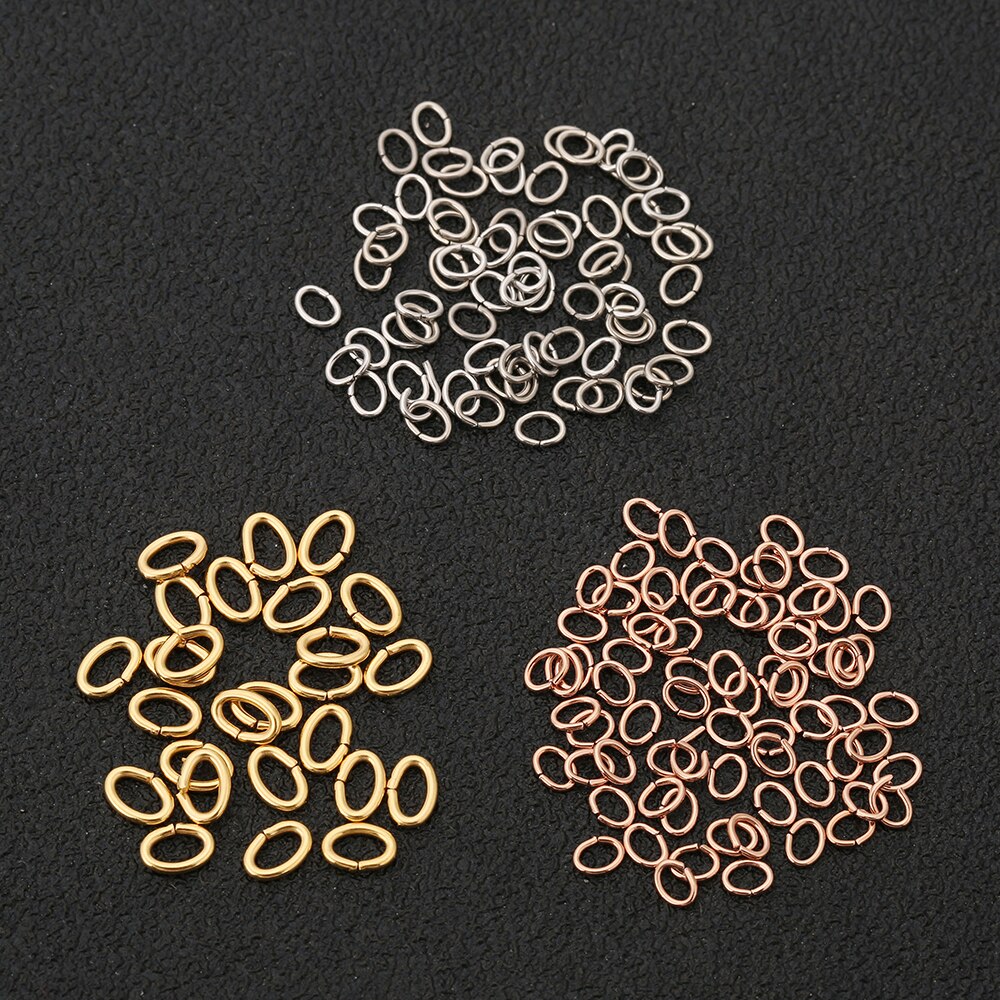 Unids/lote de anillos de acero inoxidable ovalados, anillo de acero dorado, oro rosa, 100x3x4mm, Conector de anillo abierto para DIY, fabricación de joyas