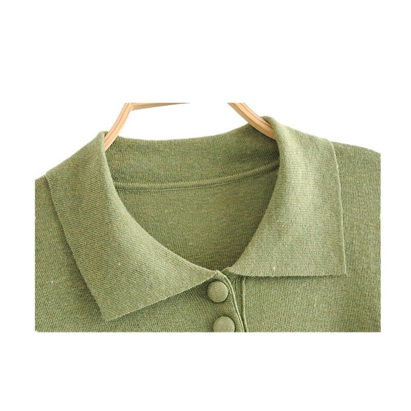 Polo Vintage De estilo pijo para mujer, blusa informal lisa De lana con botonadura única, Vestidos De Verano