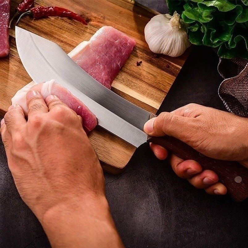 7 Inch Chef Knife Stainless Steel Butcher Knife Vegetable Meat Cleaver Slicing Knife Sharp Kitchen Knife Comfortable Handle