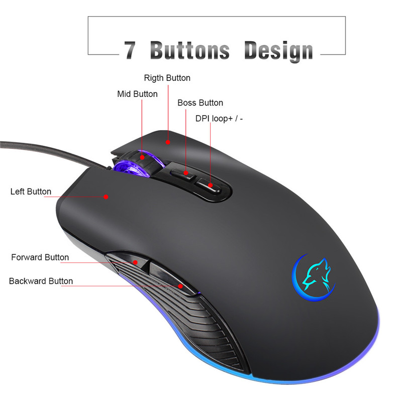 YWYT Computer Peripherals 3200DPI LED 7 Buttons USB Wired Pro Gaming Mouse For PC For Laptop game Computer Gaming Mouse
