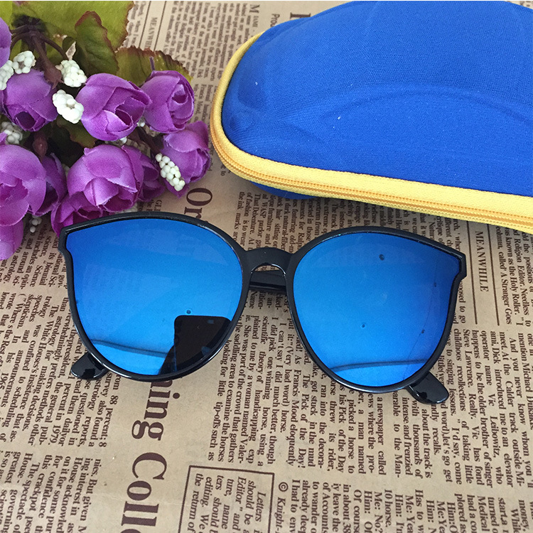 Leuke kat eye kinderen zonnebril kids meisjes jongens peuter zonnebril oculos de sol infantil: blue-mirro