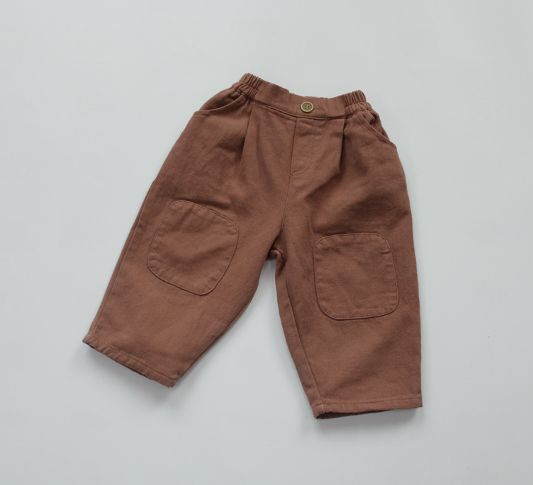 2020 Bambini di autunno Casual Pantaloni Stile Coreano Del Bambino di Patch Pantaloni dei Ragazzi di Colore Puro: 2T