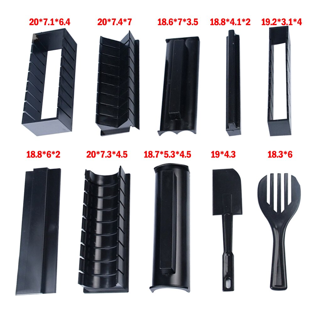 Sushi Making Kit Roll Sushi Maker Rice Roll Mold 10pcs Kitchen Sushi Tools Japanese Sushi Cooking Tools Kitchen Tools: 10pcs set