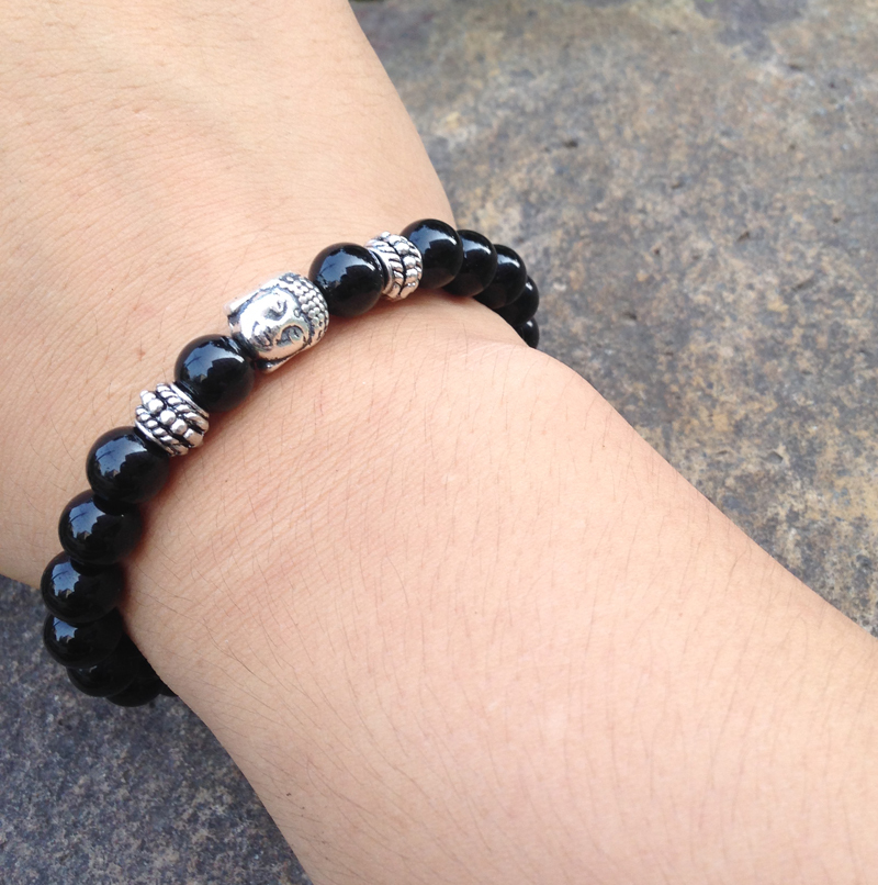 SN0369 natural stone bracelet men antique silver Plated buddha bracelet diy charms mala yoga jewelry