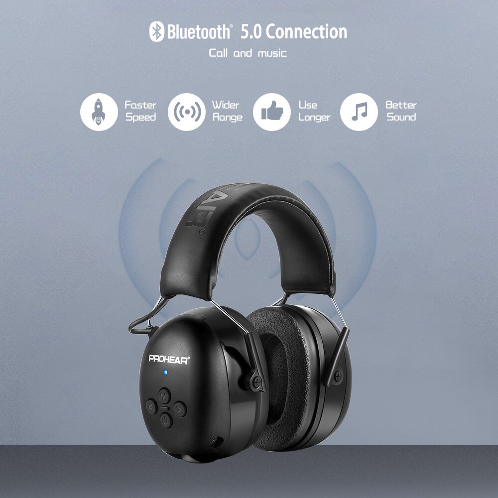 Zohan fone de ouvido eletrônico 5.0, protetores de ouvido bluetooth, proteção auditiva, para música, segurança, redução de ruído, carregamento