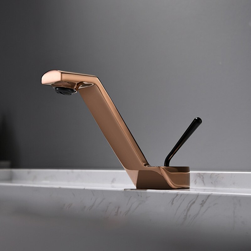 Ulgksd Single Hole Faucet and Cold Mixer Tap Bathroom Single Handle Washing Face Gray Brass Basin Faucet