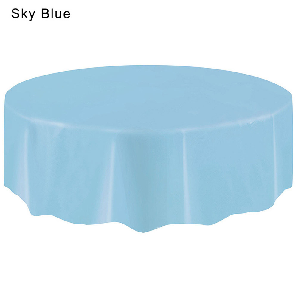 Ronde Tafelkleed Grote Plastic Ronde Tafel Dekken Doek Vegen Schoon Party Tafelkleed Covers Hulsel Ronde Скатерть Круглая: Sky Blue