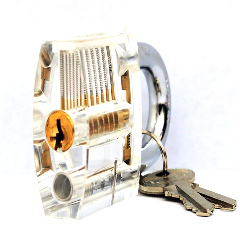 1 Set Locksmith Tools Practice Transparent Lock Kit with Broken Key Extractor Wrench Tool Removing Hooks Hardware