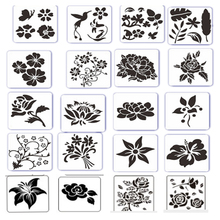 Pochoir mural pour dessin de roses, tournesol, Lotus, ensemble de 20 pièces, pour bricolage, Scrapbook, peinture artistique