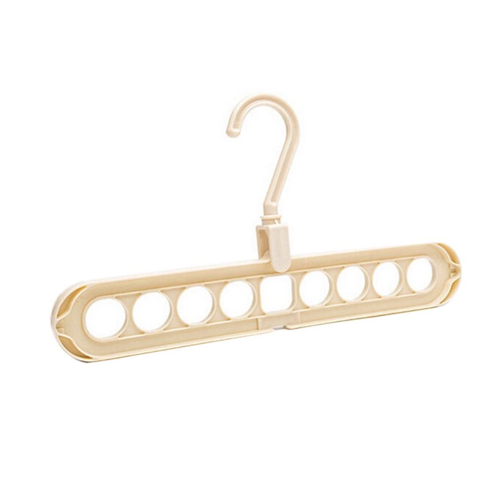 Multifunctional Rotating Clothes Pants Hanger Drying Rack Hook Anti-slip 9-hole Coat Smart Clothes Rack Home Accessories: Beige