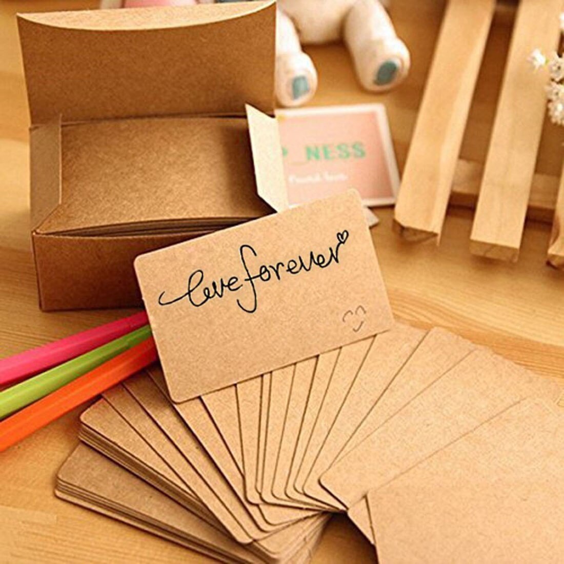 100 Stuks Blanco Kraftpapier Visitekaartjes Woord Kaart Bericht Card Diy Card