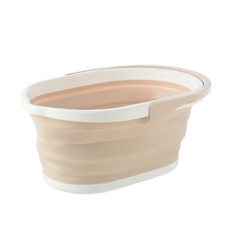 Cubos para fregona plegables, lavaplatos de lavado portátil con mango para herramientas y accesorios de limpieza del hogar: khaki