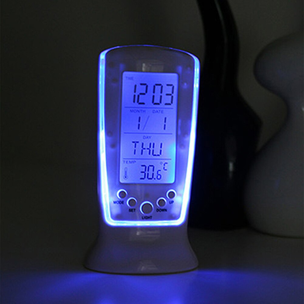Led Digitale Wekker Met Blauwe Achtergrondverlichting Klok Elektronische Agenda Thermometer Kamer Licht Muziek Chime Wekker