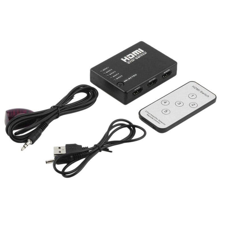 3D 1080P 5 Hafen HDR HDMI Umschalter HD Video TV 1080P Konverter Kunststoff fallen Fernbedienung 5 in 1 für HDTV: Ursprünglich Titel