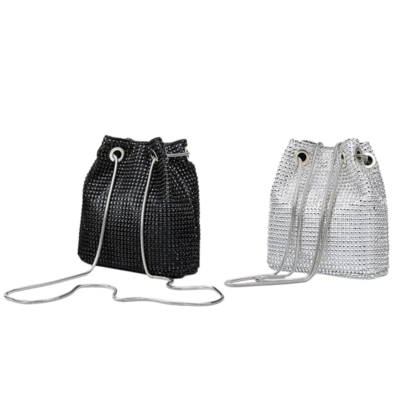 2 Pcs Strass Intarsien-Eimer Handtasche für Abend Party Bankett Schulter Lagerung Totes Taschen für Frauen