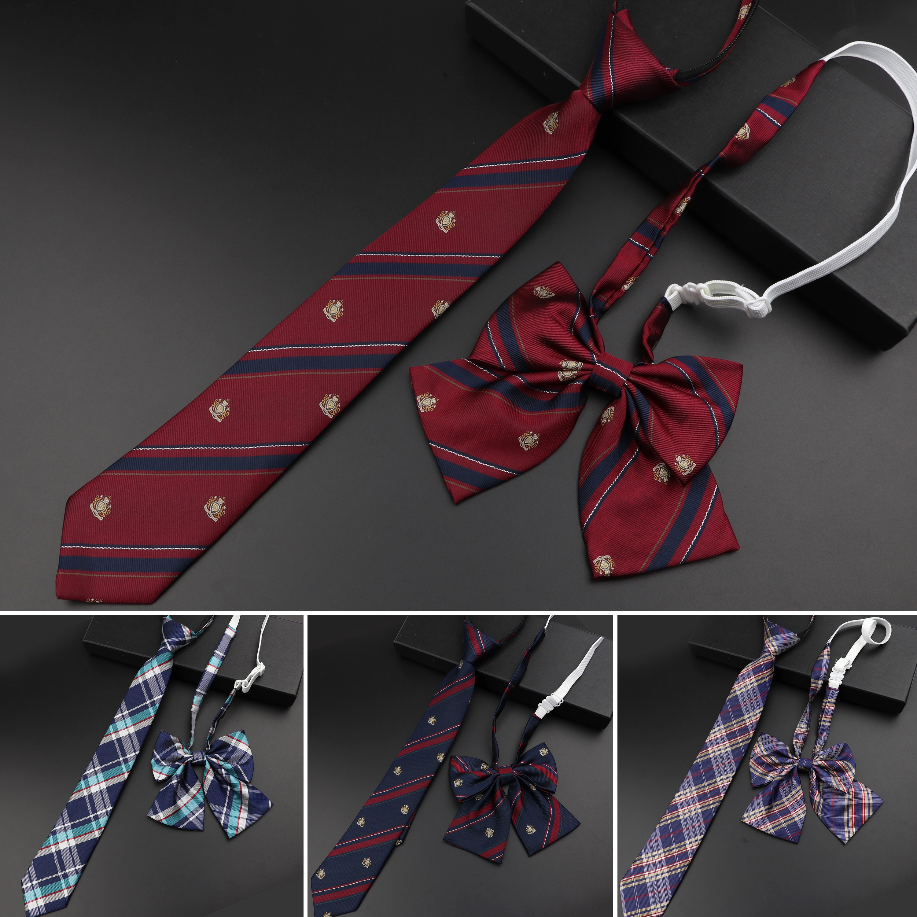 Aankomst Meisje/Jongen Zomer School Formele Uniform Stropdas Set Kleurrijke Streep Plaid Britse Ties Voor Student Kinderen Bowtie stropdas
