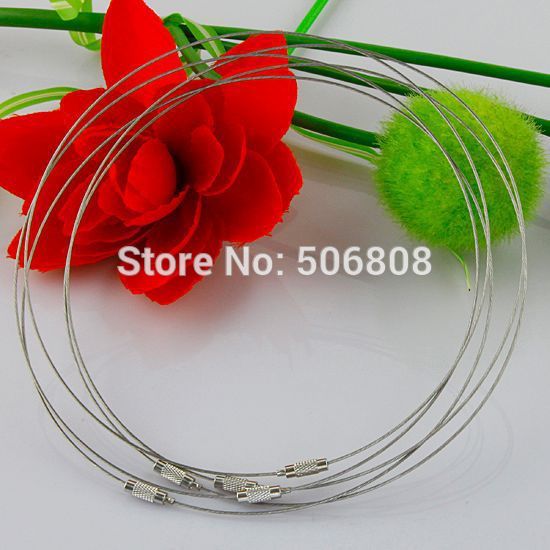 -100pcs 1mm 18inch Gray stainless steel wire necklace cord collar choker screw clasp Jewelry Findings