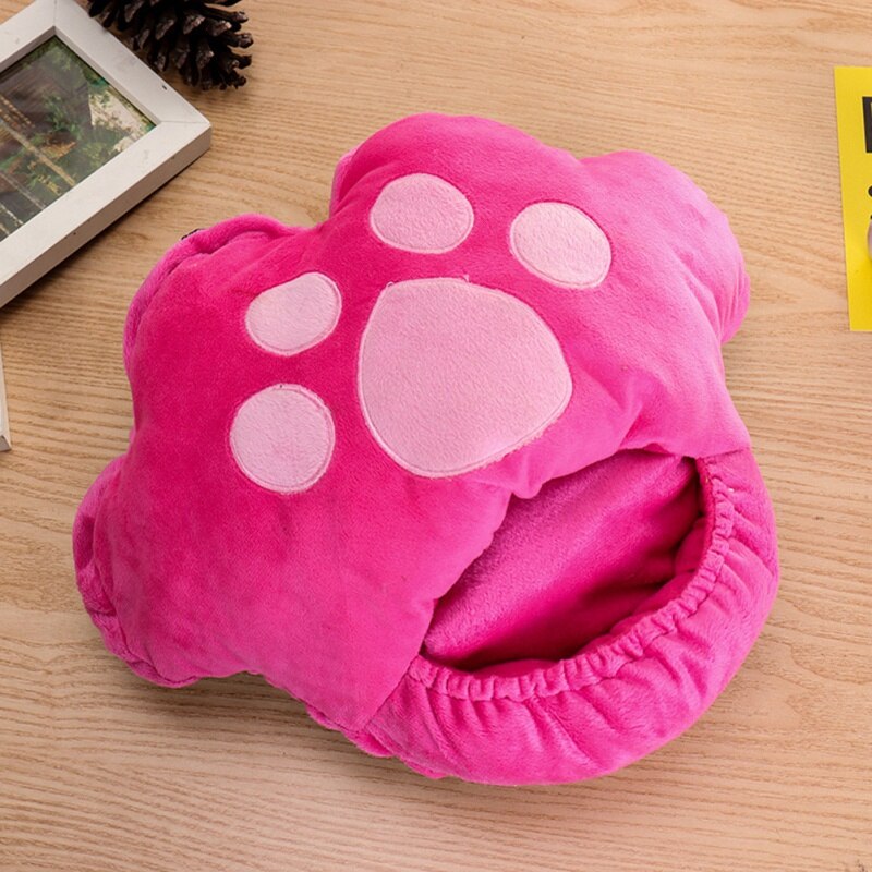 Dibujos Animados gato de peluche garra pie Super Mano suave calentadores extraíble lavable USB calefacción eléctrica hogar suave zapatos lindos