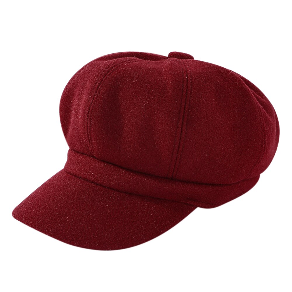 Casquette de livreur de journaux Gatsby, chapeau octogonal de boulanger, béret à visière, chapeau de conduite pour femme, protection solaire, casquette de peintre,: Red