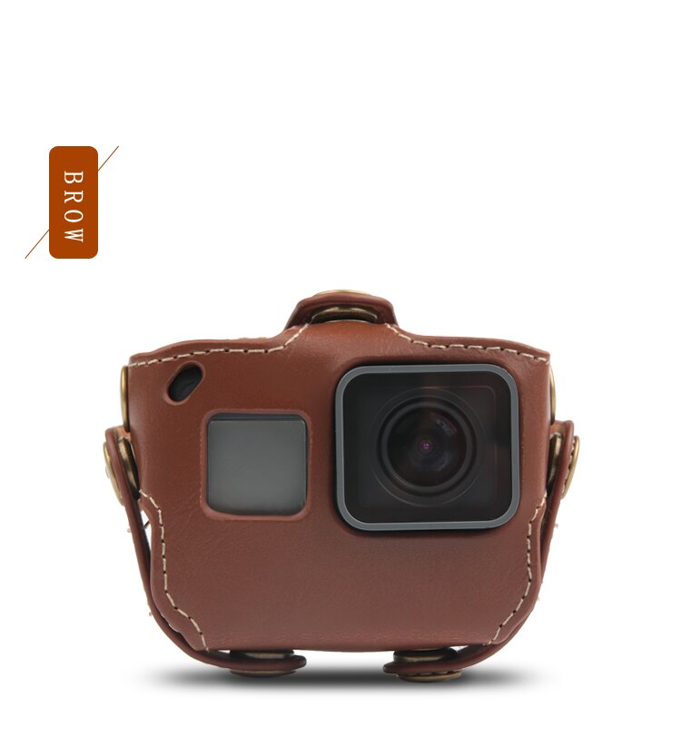 Funda protectora para Gopro Hero 7 6 Black Edition, funda de piel sintética, funda protectora para Go Pro Hero 7 6 5, accesorios para Cámara de Acción: brown