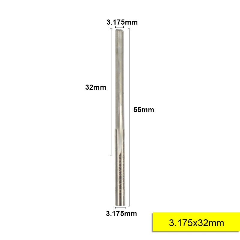XCAN 10 pièces 3.175 tige 2 cannelure droite fente carbure fraise 12-32mm pour bois MDF plastique fraisage gravure: 10pcs 3.175x32mm